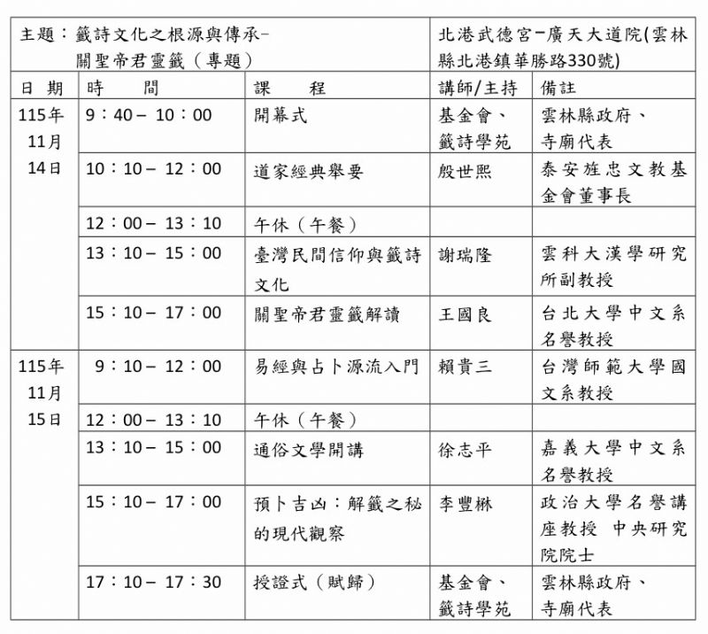 △北港武德宮課程