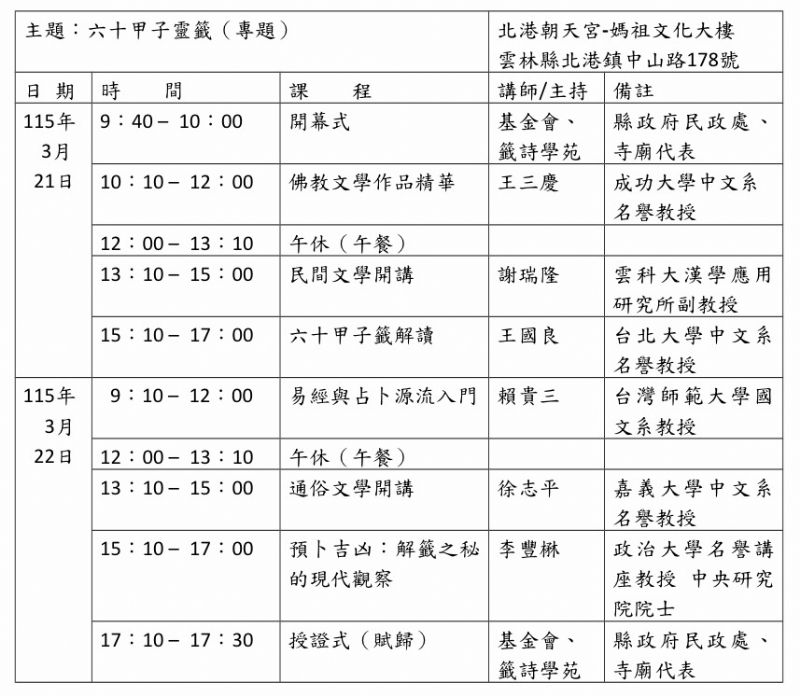 △北港朝天宮課程