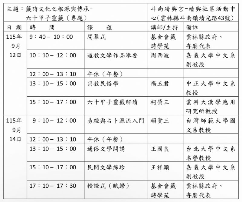 △斗南靖興宮課程