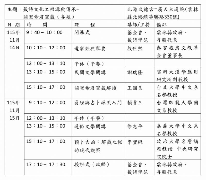 △北港武德宮課程